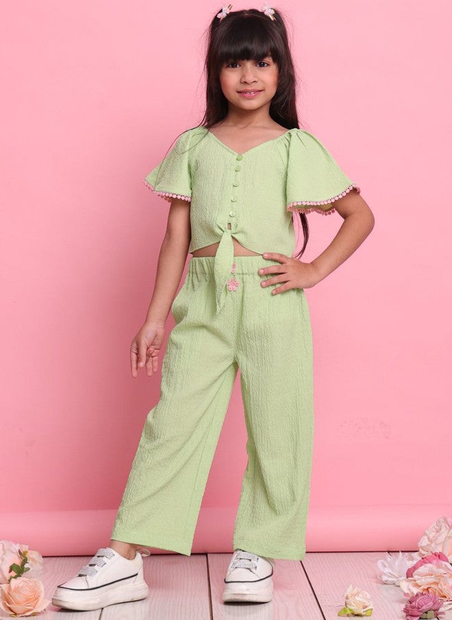 Saka Designs Green Top And Trousers Set For Girls - Image 4