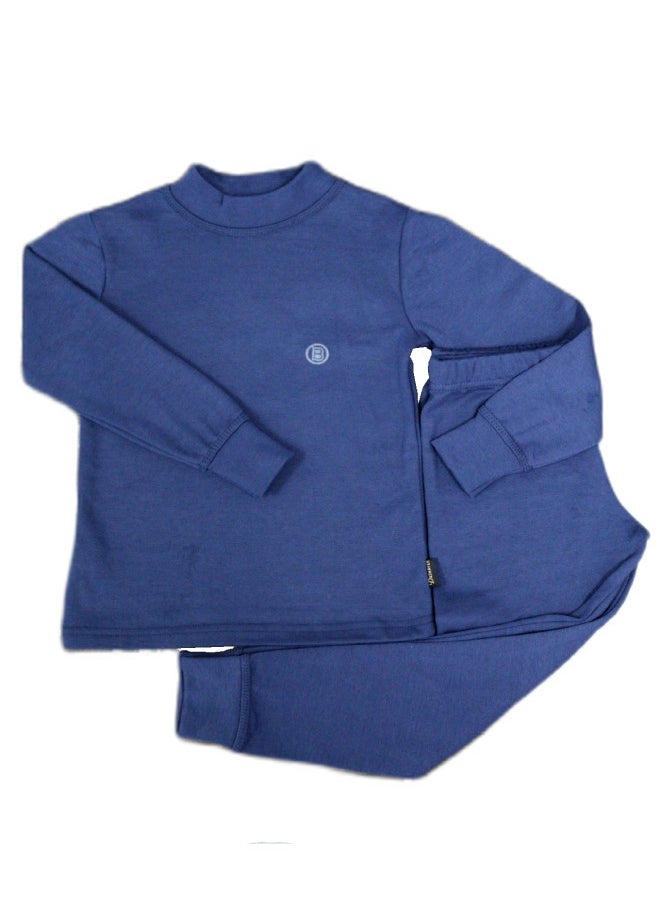 Bashayer Navy blue winter pajamas with a mid-neck  - Image 1
