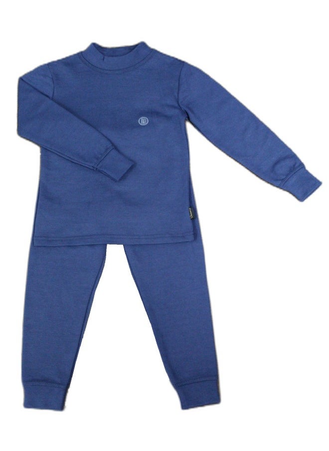 Bashayer Navy blue winter pajamas with a mid-neck  - Image 3