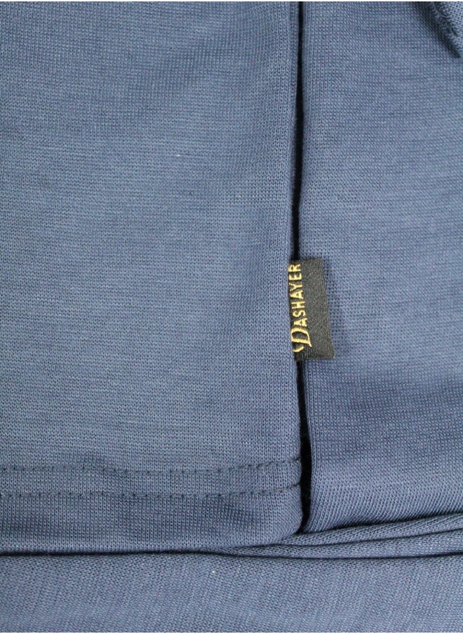 Bashayer Navy blue winter pajamas with a mid-neck  - Image 4