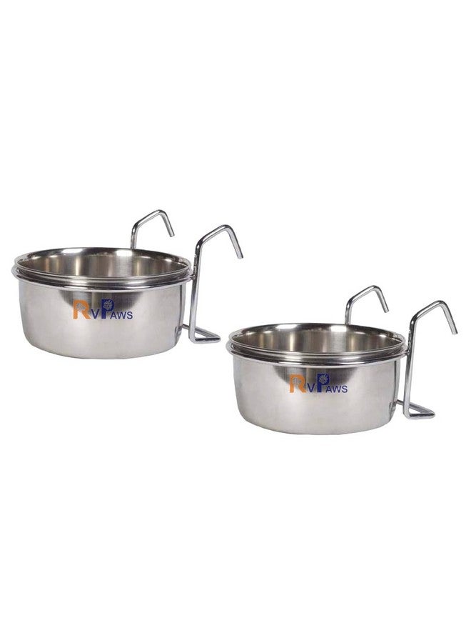 أكواب أطباق تغذية الطيور من Pups&ts، حامل وعاء طعام الببغاء - كوب من الفولاذ المقاوم للصدأ، وعاء ماء قفص الطيور للببغاوات الرمادية الأفريقية والكونيور والكوكتيلات والطيور المحبوبة والبادجي والشنشيلة (عبوة خطاف 500 مل من قطعتين) - Image 5