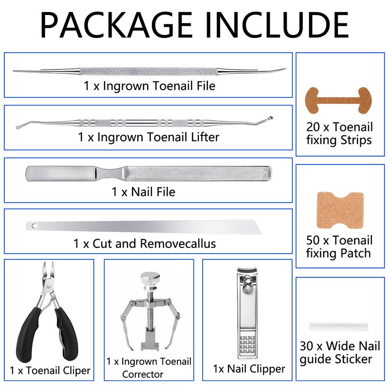 CHEMAILON Professional Ingrown Toenail Correction Kit - Stainless Steel Ingrown Toenail Clippers, Correction Patches, Lifter & Tools for Ingrown Toenail Treatment, Home Pedicure Solution - Image 3