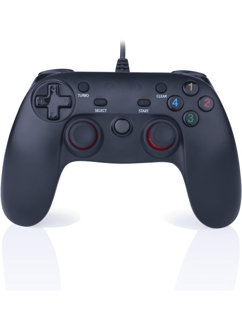 Wired Game Controller with Dual Joysticks and 16 Programmable Buttons, Ergonomic Design for Smooth Gameplay, Compatible with PC and Laptop