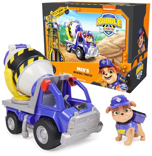 Rubble & Crew Rubble Crew Mixs Cement Mixer Toy Truck with Action Figure and Movable Construction Toys Kids Toys for Ages 3 and Up - Image 1