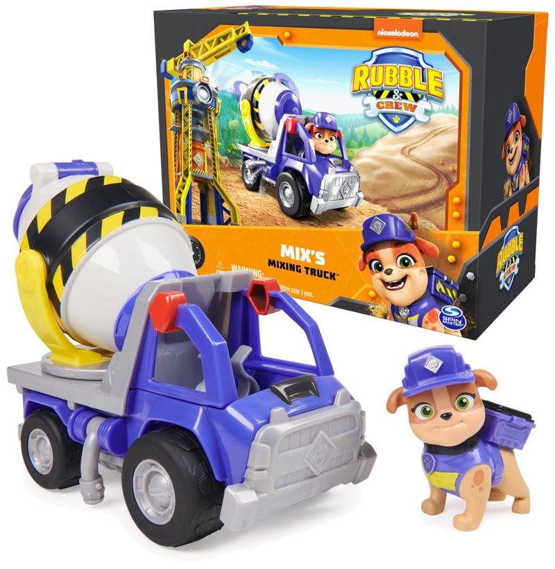 Rubble & Crew Rubble Crew Mixs Cement Mixer Toy Truck with Action Figure and Movable Construction Toys Kids Toys for Ages 3 and Up - Image 4