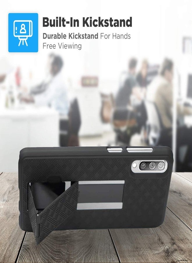ROME TECH Designed for Samsung Galaxy A50 Case with Belt Clip Holster - Kickstand Cover Phone Case - Black - Image 5