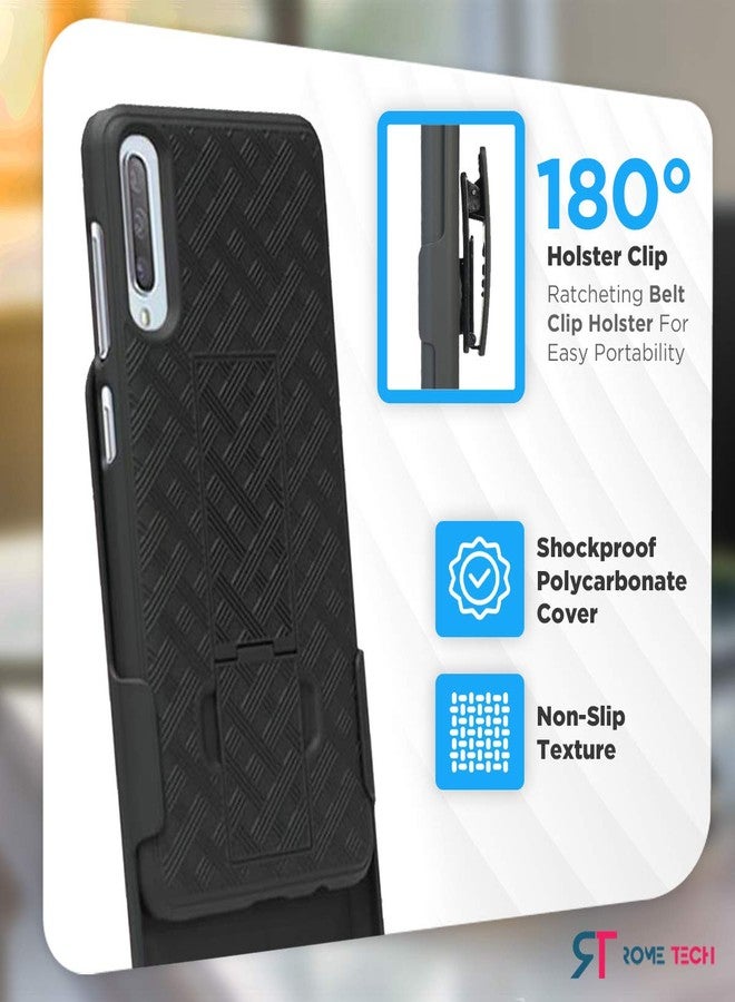 ROME TECH Designed for Samsung Galaxy A50 Case with Belt Clip Holster - Kickstand Cover Phone Case - Black - Image 3