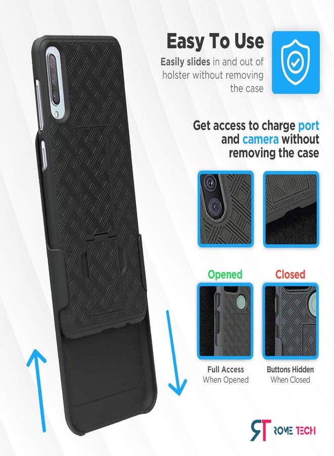 ROME TECH Designed for Samsung Galaxy A50 Case with Belt Clip Holster - Kickstand Cover Phone Case - Black - Image 4