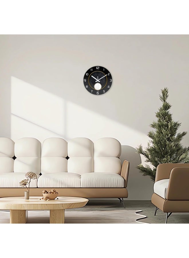 Arabest Round Black Wall Clock for Bedroom 12 Inch Small Wall Clocks Battery Operated Silent Wall Clock Modern - Image 4
