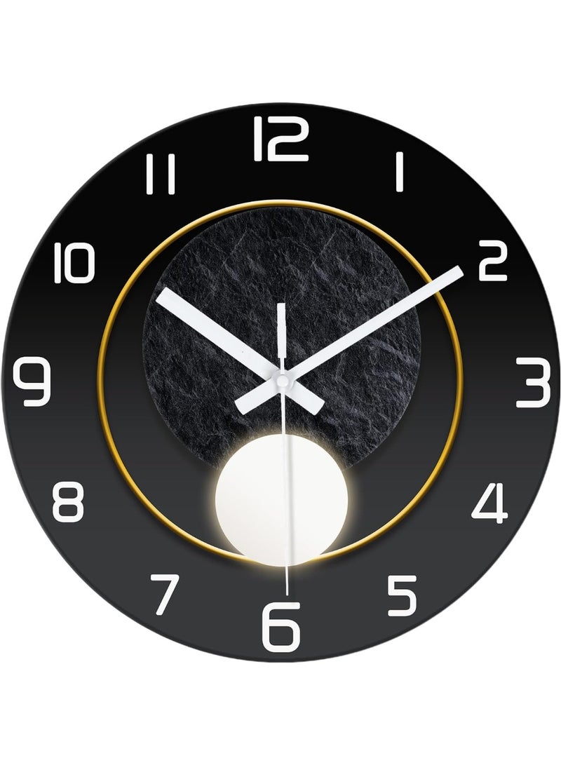 Arabest Round Black Wall Clock for Bedroom 12 Inch Small Wall Clocks Battery Operated Silent Wall Clock Modern - Image 1
