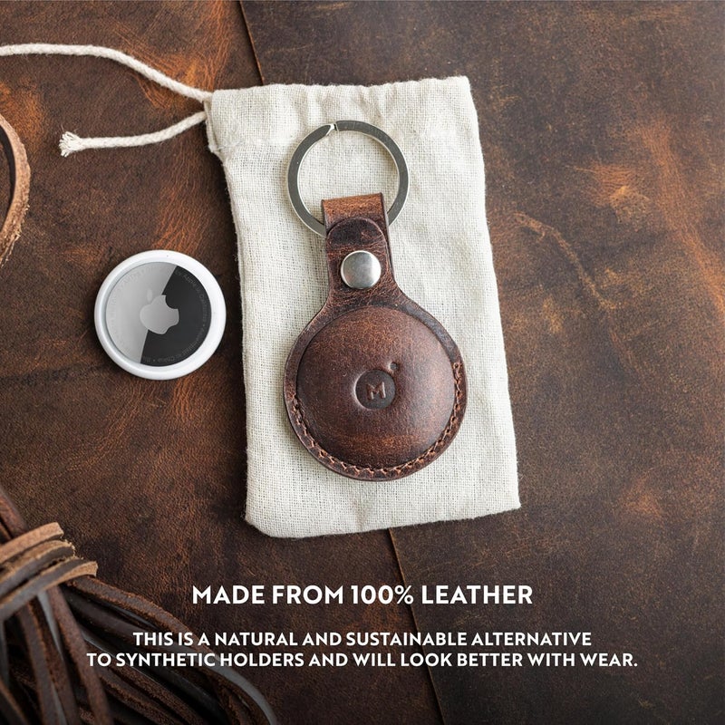 Moonster AirTag Holder Leather Key Ring – 100% Genuine Buffalo Leather Case with Reinforced Stitching - Image 5