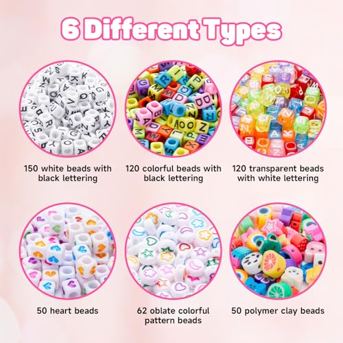 INSCRAFT 1200PCS Bracelet Making Kit, 24 Colors Pony Rainbow Kandi Beads, Friendship Bracelet Kit with Elastic Strings for Jewelry Making, Craft Gifts for Girls Adults - Image 4