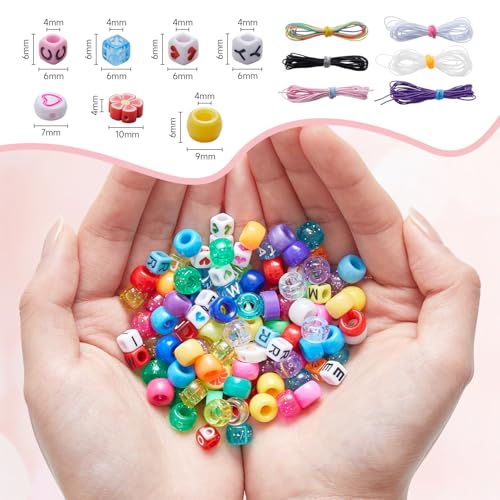 INSCRAFT 1200PCS Bracelet Making Kit, 24 Colors Pony Rainbow Kandi Beads, Friendship Bracelet Kit with Elastic Strings for Jewelry Making, Craft Gifts for Girls Adults - Image 2