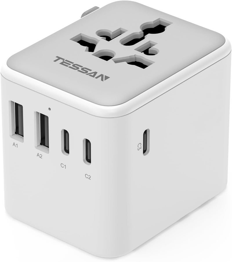 TESSAN Universal Adapter, Worldwide Travel Plug Adaptor with 2 USB A and 3 USB C, International Travel Adapter for EU, UK, USA, AU, Power Socket Charger for Multi Countries - Image 1
