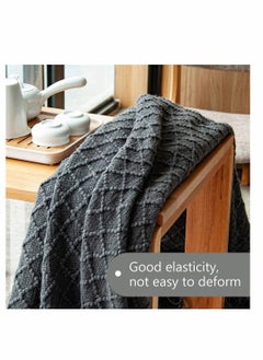 Y&D Blanket, Acrylic Knitted Throw Lightweight and Soft Cozy Decorative Woven Blanket with Tassels for Travel, Couch, Bed, Sofa, Available All Year Round (51 x 67 Inch, Dark Grey)  - Image 4