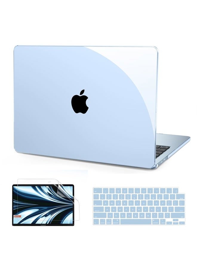 B Belk Compatible with MacBook Air 13 inch Case 2026 2025-2022 M5 M4 M3 M2 A3449 A3240 A3113 A2681, Plastic Hard Shell+Keyboard Cover+Screen Protector for MacBook Air 13.6 inch Case, Crystal Sky Blue - Image 1