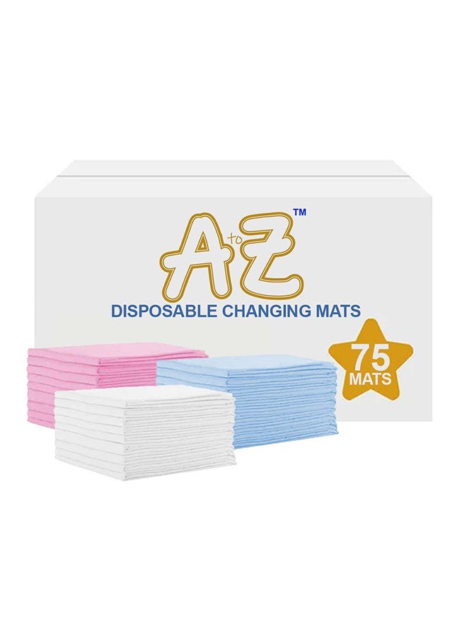 A to Z  Disposable Changing Mats - 45 x 60cm - Large Pack of 75 - Blue/Pink/White-Rainbow - Image 1