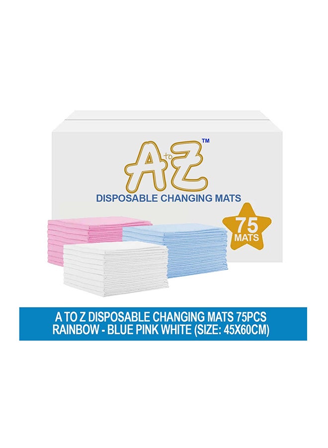A to Z  Disposable Changing Mats - 45 x 60cm - Large Pack of 75 - Blue/Pink/White-Rainbow - Image 2