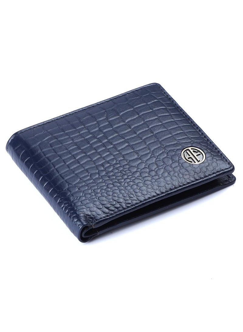  هاموندز فلاي كاتشر محفظة جلدية أصلية للرجال محفظة نقود جلدية محمية بتقنية  متطورة  ثنائية الطية 4 فتحات للبطاقات وجيب للعملات المعدنية و جيوب مخفية  كروك بلو - Image 2