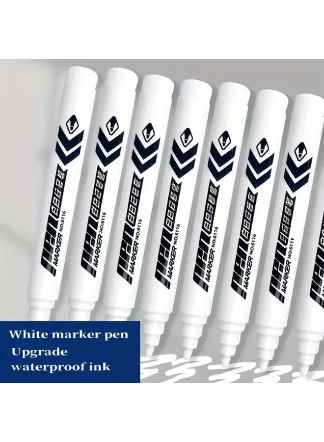 10 White Heavy Duty Markers Smudge Proof Ink for Plastic Glass Metal Medium Tip Calligraphy Art Supplies - Image 3