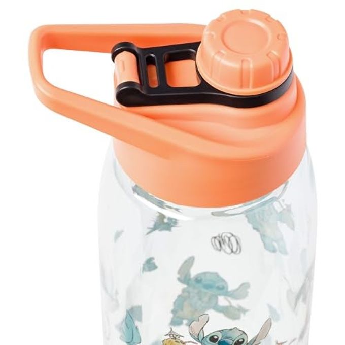 Silver Buffalo Disney Lilo and Stitch Featuring Stitch in Hawaiian Shirt, Lei, and Coconut Drink and Tropical Vibes Pattern Water Bottle with Screw-On Lid, 28 Ounces - Image 3
