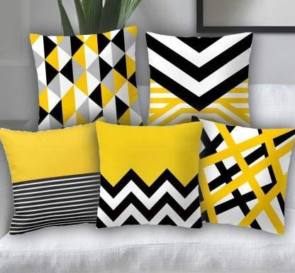A CUBE LUXURY SOLUTIONS A CUBE LUXURY SOLUTIONS Design Cushion Cover Set of 5 16x16 Inches White  - Image 1
