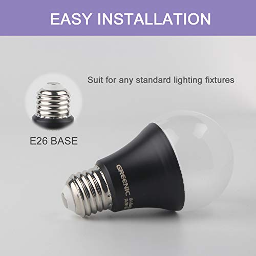GREENIC UV Led Black Light Bulb 2 Pack, 8W (60W Equivalent) A19 E26 Blacklight Bulb UVA Level 385-400nm, Glow in Dark for Body Paint Club Party Neon Posters - Image 4