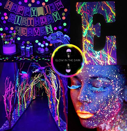 GREENIC UV Led Black Light Bulb 2 Pack, 8W (60W Equivalent) A19 E26 Blacklight Bulb UVA Level 385-400nm, Glow in Dark for Body Paint Club Party Neon Posters - Image 2