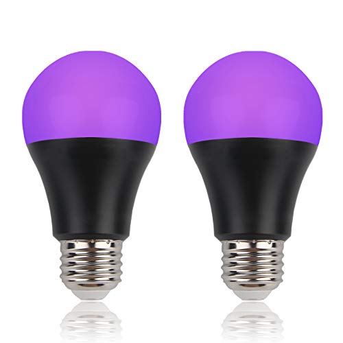 GREENIC UV Led Black Light Bulb 2 Pack, 8W (60W Equivalent) A19 E26 Blacklight Bulb UVA Level 385-400nm, Glow in Dark for Body Paint Club Party Neon Posters - Image 1