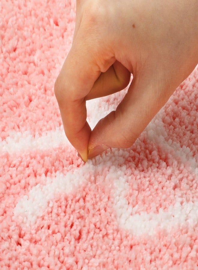 FYSUIMU Pink Bow Bathroom Rug U-Shaped Toilet Rug Soft Plush Bath Mat Non Slip Washable Floor Mat for Home Hotel Bathroom Restroom Decor - Image 3