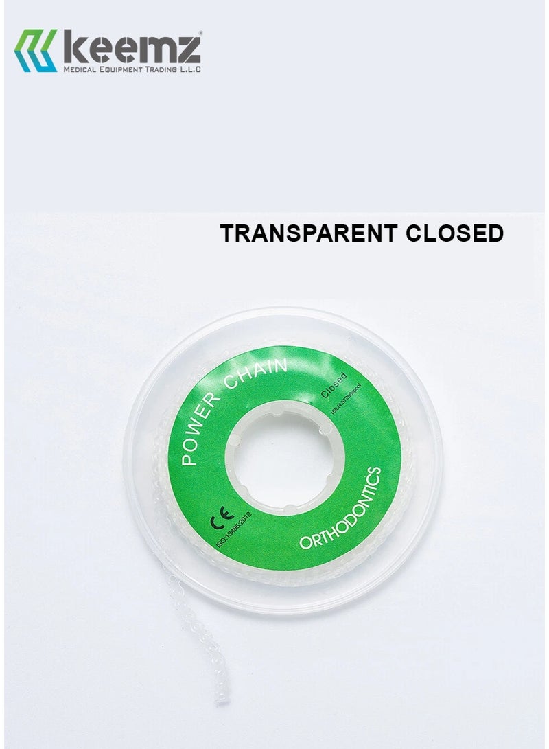 keemz Orthodontic Dental Elastic Ultra Power Rubber Chains for Braces TRANSPARENT/CLEAR CLOSED - Image 1
