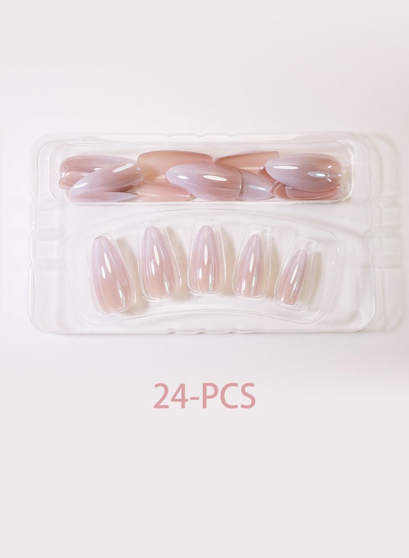 24 pcs Nails Press on Nails, French Electroplating Gradient False Nail Patches With Removable False Nail Art Patches - Image 3