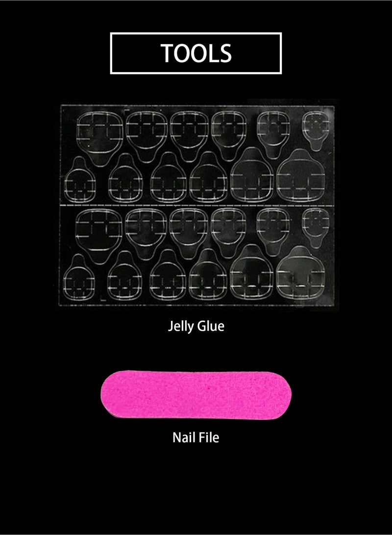 24 pcs Nails Press on Nails, French Electroplating Gradient False Nail Patches With Removable False Nail Art Patches - Image 4