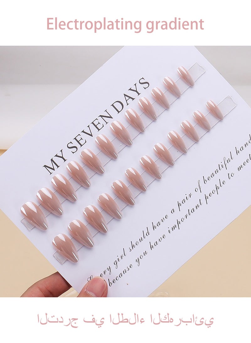 24 pcs Nails Press on Nails, French Electroplating Gradient False Nail Patches With Removable False Nail Art Patches - Image 2