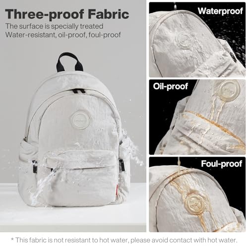 mixi Outdoor Lightweight Backpack Casual Carry On Laptop Backpack Travel Bookbag for Women Men, Water Resistant Durable Hiking Bag for Camping Weekender Sports College Work, 17 Inch, Light Gray - Image 4