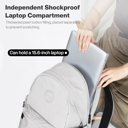 mixi Outdoor Lightweight Backpack Casual Carry On Laptop Backpack Travel Bookbag for Women Men, Water Resistant Durable Hiking Bag for Camping Weekender Sports College Work, 17 Inch, Light Gray - Image 5
