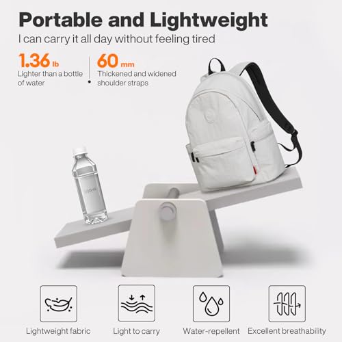 mixi Outdoor Lightweight Backpack Casual Carry On Laptop Backpack Travel Bookbag for Women Men, Water Resistant Durable Hiking Bag for Camping Weekender Sports College Work, 17 Inch, Light Gray - Image 3