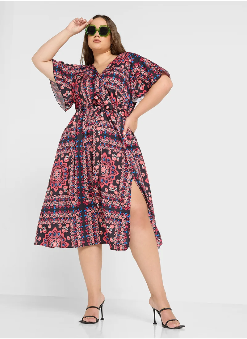 جينجر بلس A Line Maxi Dress With Pleats