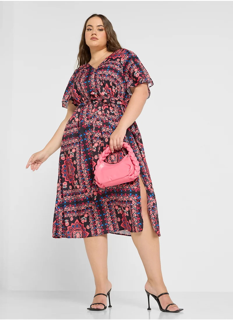 Ginger Plus A Line Maxi Dress With Pleats