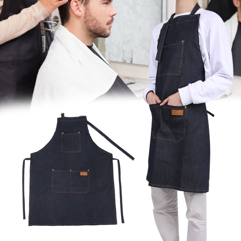 Waterproof Barber Apron: Premium Denim, Durable & Easy Clean - Adjustable Neck Strap With Quick Release Buckle, Multiple Tool Pockets for Barbers, Salon Haircutting, Gardening & Cafe Use - Image 5