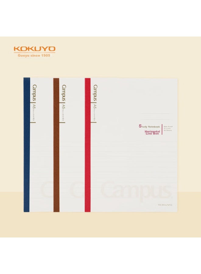 Kokuyo Campus Study Notebook, 8mm Ruled, Homework And Note-taking Notebook, A5 Size, 40 Pages, 3 Books, Wcn-cnb3457 - Image 1