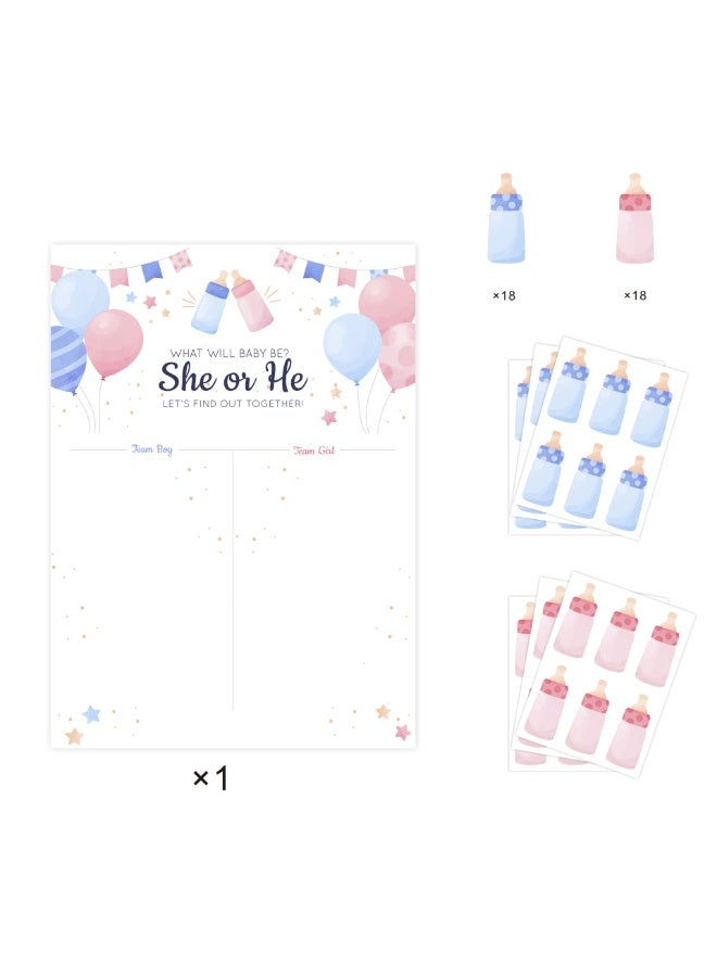 Baby Gender Reveal Board with Stickers Baby Shower Party Voting Poster Games Kit Boy or Girl - Image 1