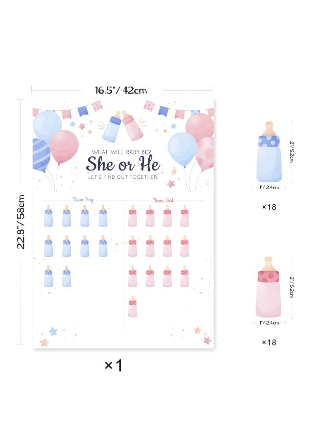 Baby Gender Reveal Board with Stickers Baby Shower Party Voting Poster Games Kit Boy or Girl - Image 2