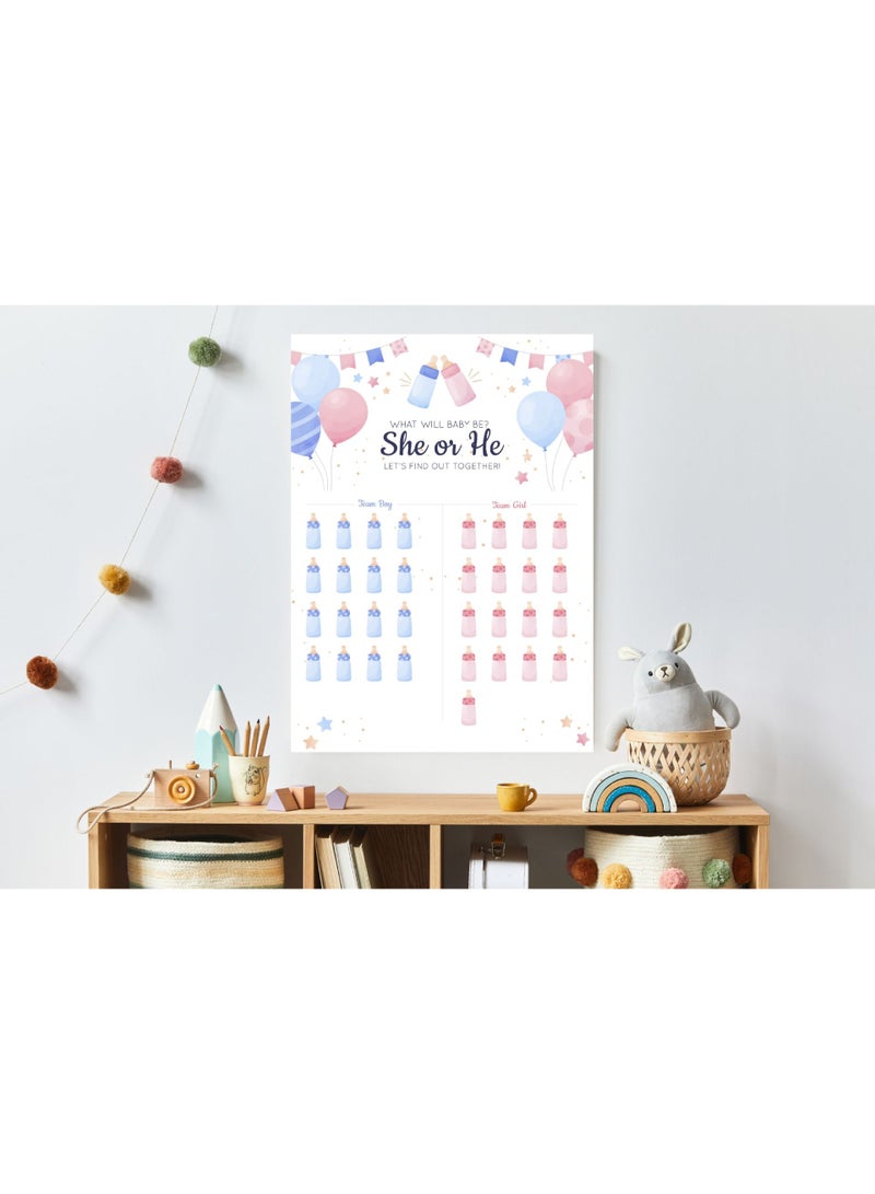 Baby Gender Reveal Board with Stickers Baby Shower Party Voting Poster Games Kit Boy or Girl - Image 3