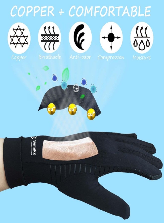 Semikk 2 Pairs Pack Copper Compression Full Finger Arthritis Gloves for Relief Arthritis Pain,Copper Glove with Touch Screen Fingers for Everyday Support, Carpal Tunnel, Typing, Fit for Men & Women (Small) - Image 4