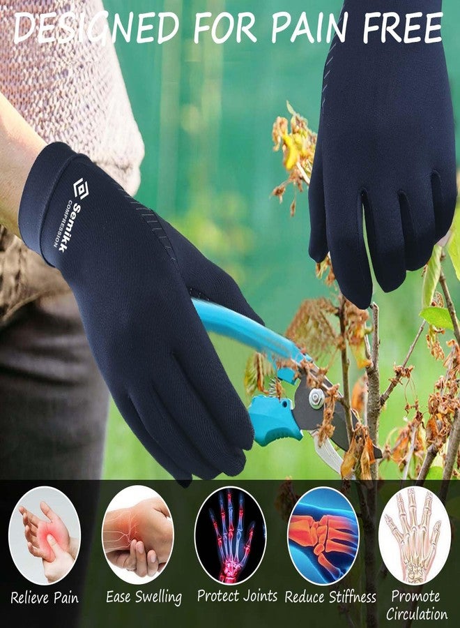 Semikk 2 Pairs Pack Copper Compression Full Finger Arthritis Gloves for Relief Arthritis Pain,Copper Glove with Touch Screen Fingers for Everyday Support, Carpal Tunnel, Typing, Fit for Men & Women (Small) - Image 3