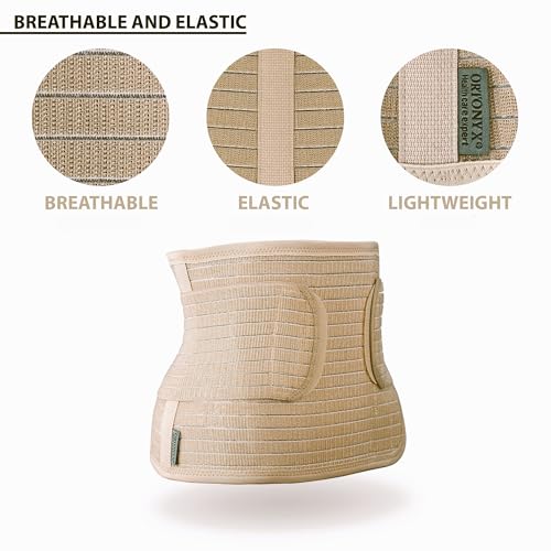 ORTONYX Ergonomic Abdominal Binder Waist and Lower Back Support Belt Back Brace for Women Men Breathable Elastic With Extra Band Beige SM - Image 5
