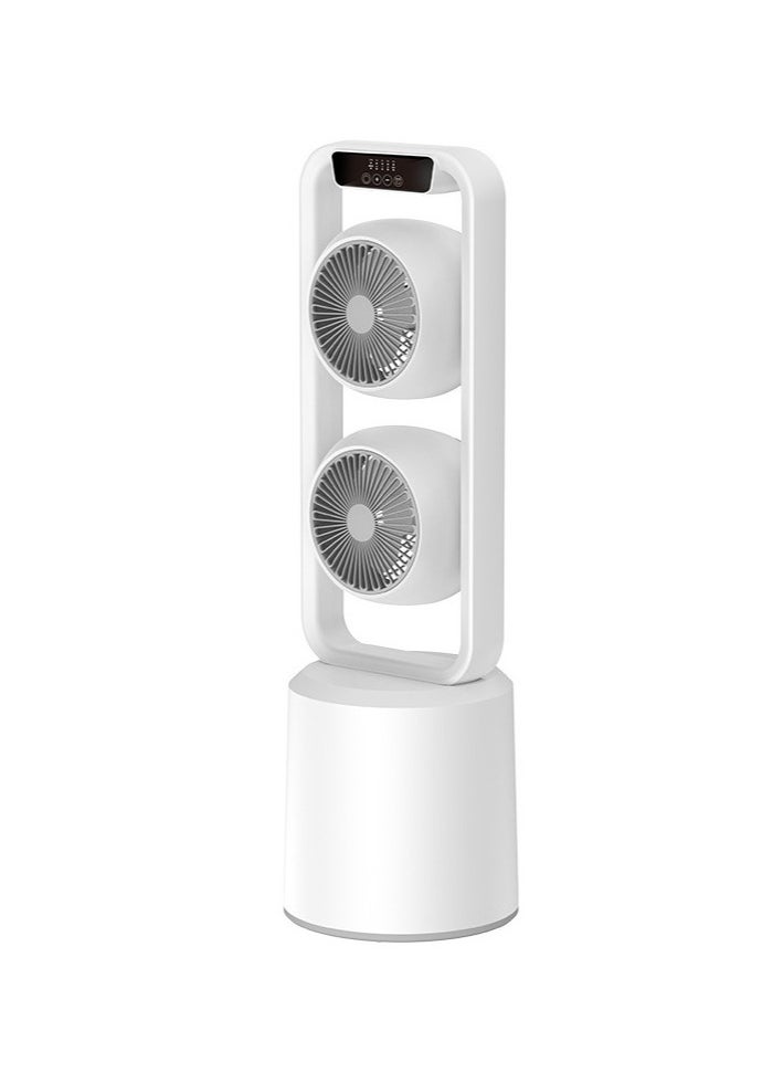 Generic - Dual-Layer 3D Air Loop Cooling Rechargeable Pedestal Tower Fan with Remote Control English Operating Table and Stand - Image 1