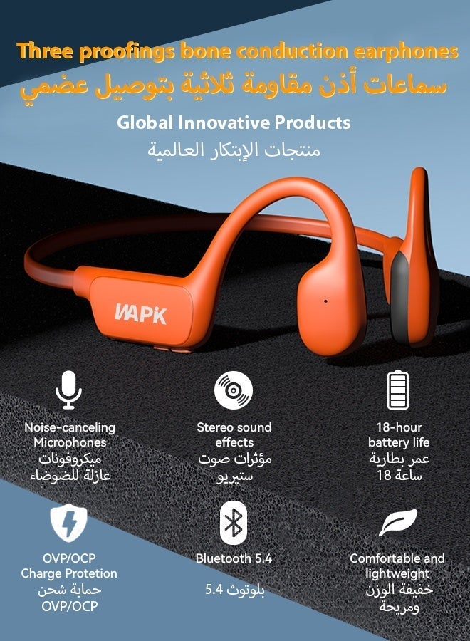 وابيك العلامة التجارية الكورية N60 سماعات رياضية بتوصيل عن طريق العظام، مقاومة للماء IP67، تصميم مفتوح، بلوتوث 5.4، تشغيل لمدة 18 ساعة، وزن خفيف 30 جم، مع ميكروفونات لإلغاء الضوضاء - Image 5