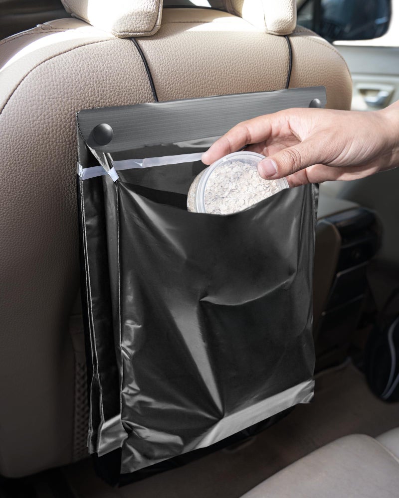 MUPEAK Disposable Car Trash Bags Hanging (Set of 15, Black) - Large 15 x 12Inches, Recycled Car Garbage Bags with Leak-proof & Smell-proof, Multipurpose Automobile Trash Container Perfect Car Fit - Image 1